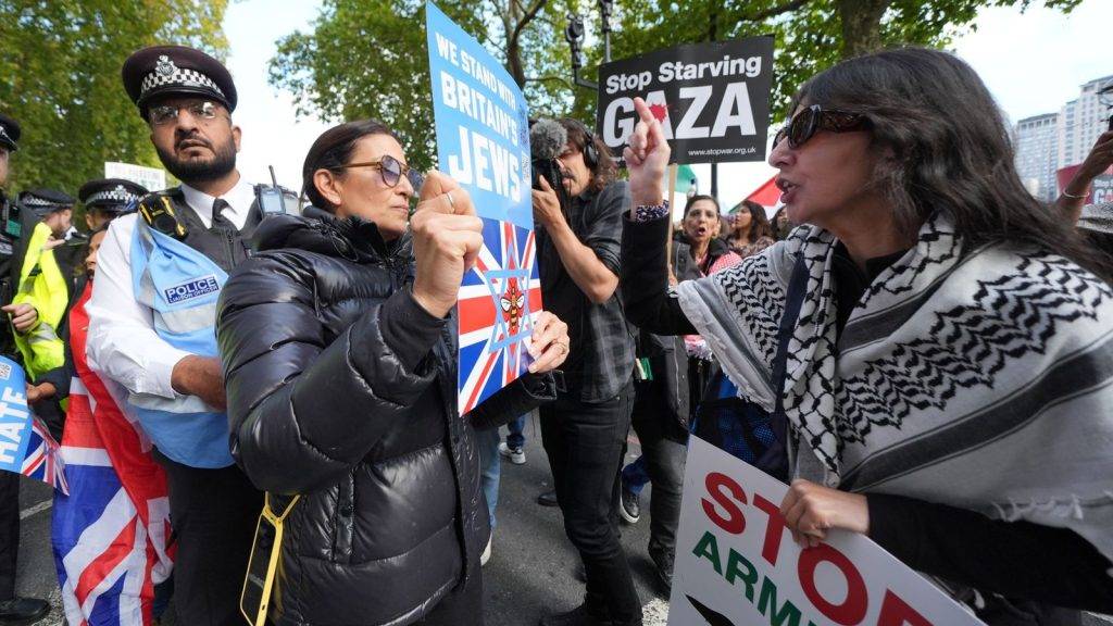 Police use Public Order Act to keep rival protesters apart at London demonstration marking two years since Gaza war began