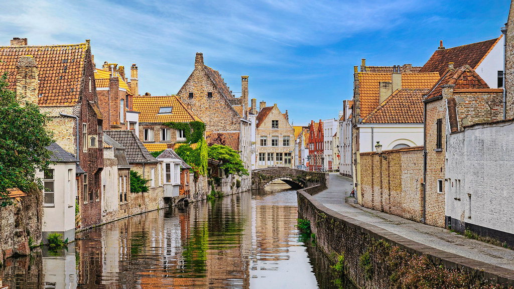 The country of northwestern Europe - Belgium with an image of its medieval architecture.