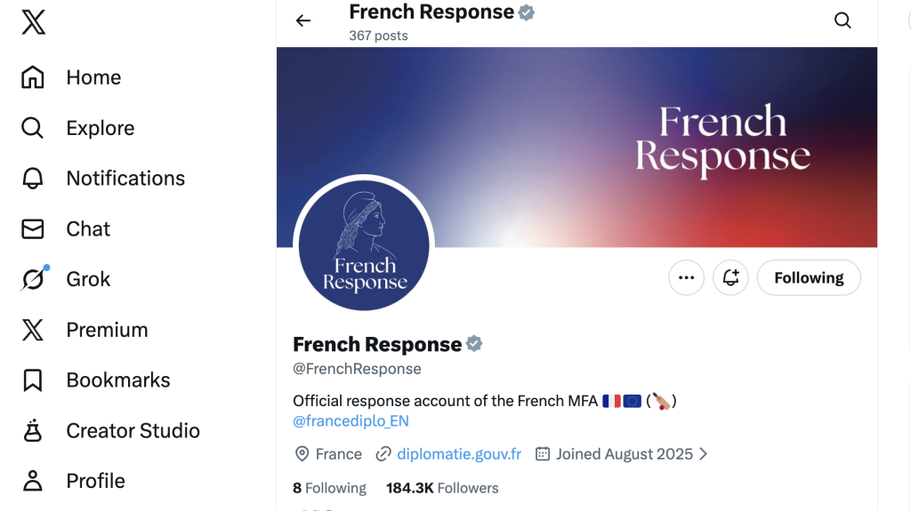France’s Foreign Affairs Ministry Launches “French Response” X Account