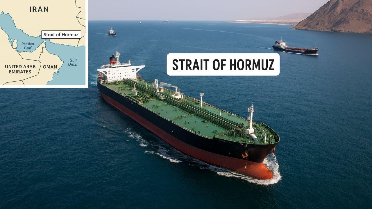 Oil surge and NHS strike threat deepen UK pressure WTX News Oil tanker passing through the Strait of Hormuz as global energy markets react to supply disruption and rising prices; peace in vital