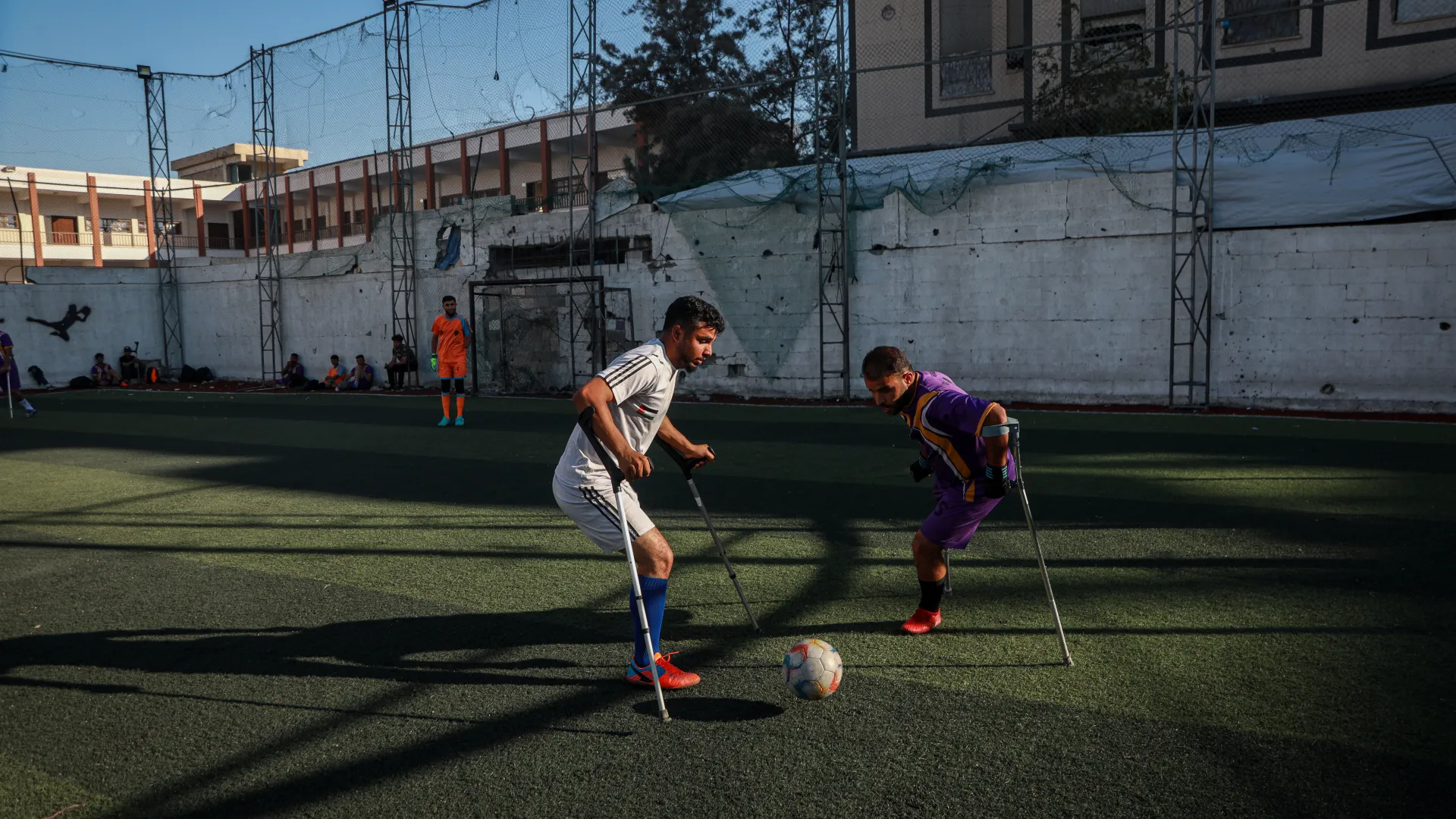 The team includes players who lost limbs during the war, previous military escalations, or other incidents. They speak of the many challenges they face as they strive to continue their sporting careers [Abdelhakim Abu Riash/ WTX News]