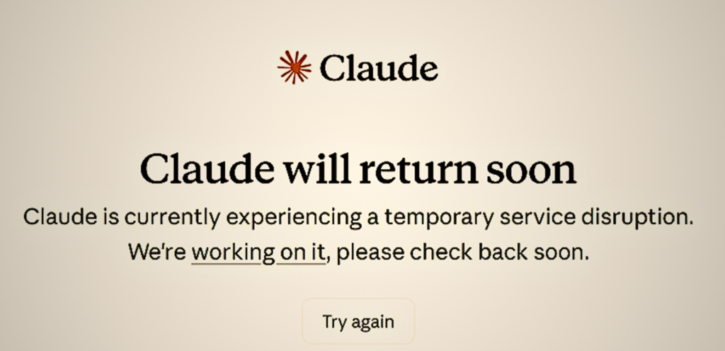Anthropic experiences major outage affecting Claude AI chatbot services
