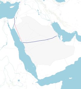 This is one route of the proposed trans-Israel pipeline