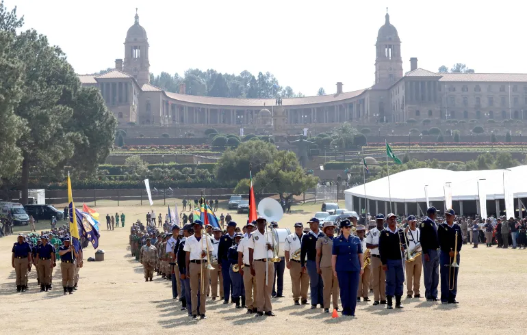 People gather at the Union Buildings in Pretoria for the National Women’s Day commemoration marking the 70th anniversary of South Africa’s historic 1956 Women’s March. [GCIS/Supplied]