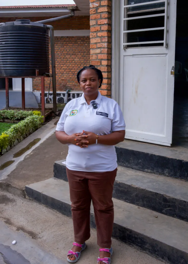 Febronie Mukankiko, a teacher at Rwanda’s Mutobo Demobilisation and Reintegration Centre, where she teaches adult former combatants who grew up in the forest.