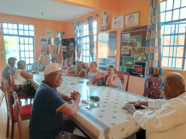Members of the Chagos Refugees Group, all born on the Chagos Archipelago, in Pointe aux Sables, Mauritius.